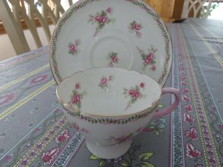 Vintage Shelley Fine English Bone China Tea Cup & Saucer Pink Rose Clusters Exc