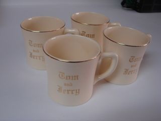 Homer Laughlin Tom & Jerry Set 4 Eggnog Cups Mugs 1940s K41n8 Eu Vintage