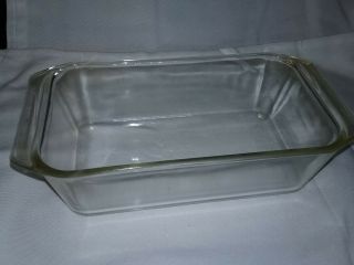 Vintage Pyrex Clear Glass Loaf Pan 9 X 5 X 3 Full Wide Handles 215 W/ Basket