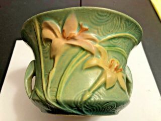 Vintage Roseville Art Pottery Zephyr Lily Green Bowl Pattern 470 - 5”