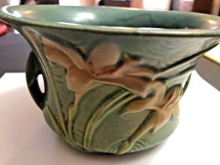 Vintage Roseville Art Pottery Zephyr Lily Green Bowl Pattern 470 - 5” 2