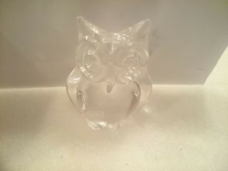 Daum France Glass Owl Figurine Paperweight 3.  25 Inches Signed