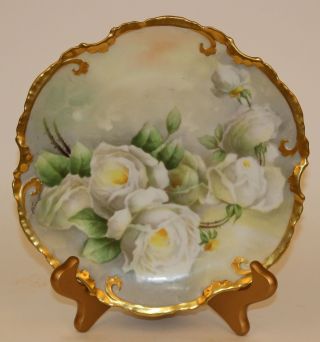 Coronet Limoges Roses Plate Signed Duval