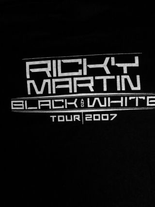Ricky Martin 2007 Black And White Tour 2007 STAFF Tshirt Mens Sz L 3