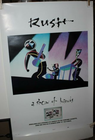 Rush Show Of Hands Us Promo Poster 24 " X 36 " Vg