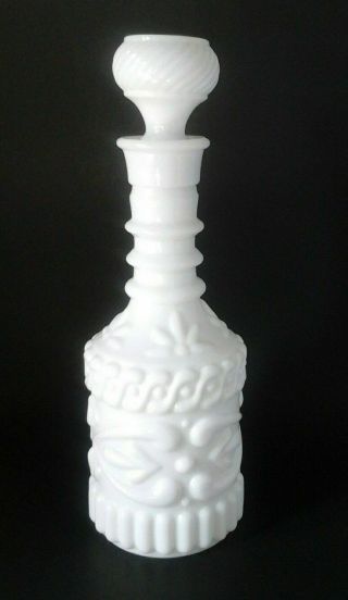 Vintage Decanter White Milk Glass Jim Beam Liquor Bottle With Stopper Empty