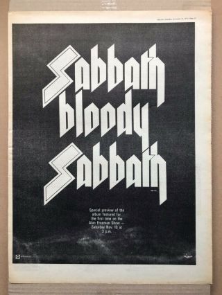 Black Sabbath Sabbath Bloody Sabbath Poster Sized Music Press Advert Fr
