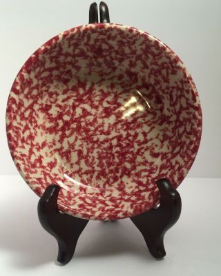 Gerald E.  Henn Pottery Red Ribbed Spongeware Small Pasta Bowl 6.  5 "