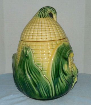 Corn Cookie Jar With Lid Stanford Pottery Sebring Ohio 1945 - 1961