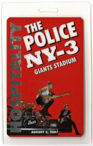 The Police Authentic 2007 Laminated Backstage Pass Reunion Tour Sting Giants