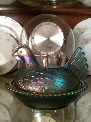 Indiana Glass Iridescent Carnival Hen On Nest