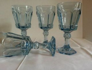 Fostoria Virginia Light Blue Set Of 6 Vintage Goblet Glassware 8 Oz
