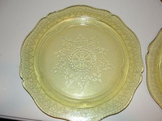 Set Of 6 Yellow Amber Depression Glass In Federal Patrician Spoke Dinner Plates