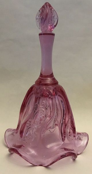 Vintage Fenton Pink Glass Art Bell 7” Rare Pattern High End