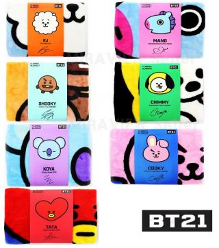 Bts Bt21 Official Authentic Goods Flannel Blanket Bangtan Boys K - Pop