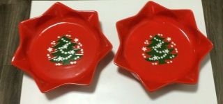 Set Of 2 Vintage Waechtersbach Red Christmas Tree 10” Star Dish Serving Cookies