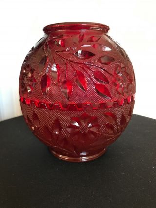 Vintage Westmoreland Glass Ruby Red/amberina Wildflower And Lace Candle Lite