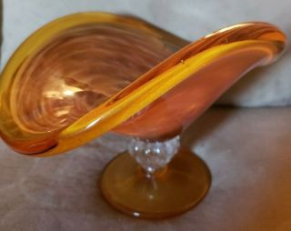 Rare Murano Art Glass Pedestal Bowl/candy Dish - Gold Glimmer