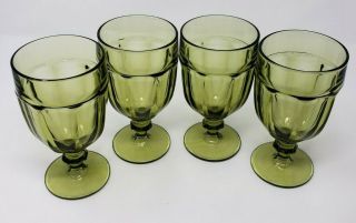 Libbey Duratuff Gilraltar Olive Green Set Of 4 Iced Tea Water Glasses Goblet