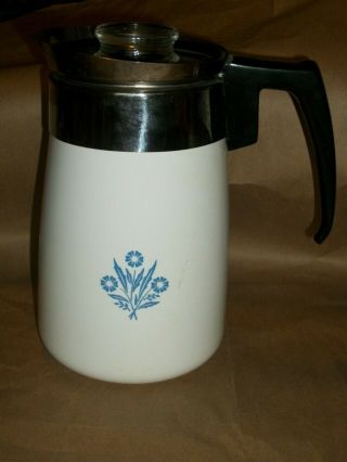 Vintage Corning Ware Cup Blue Cornflower Stove Top Percolator Coffee Pot 2