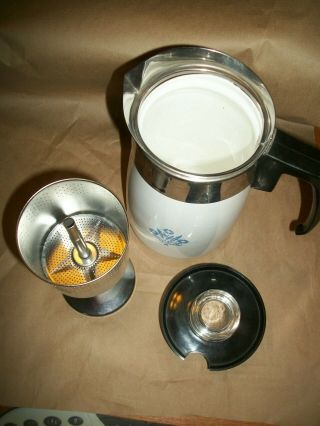 Vintage Corning Ware Cup Blue Cornflower Stove Top Percolator Coffee Pot 3