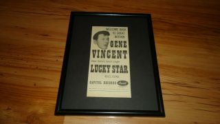 Gene Vincent Lucky Star - Framed Press Release Promo Advert