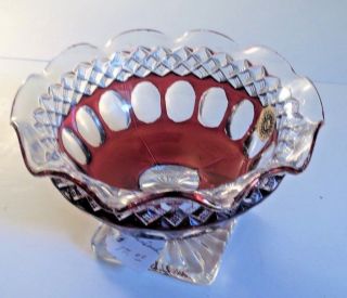 Vintage Westmoreland Red Cranberry Ruby Flash Candy Dish 5 "