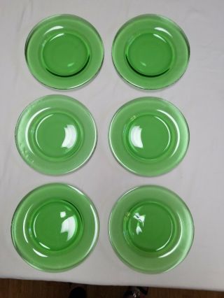 6 Vintage Green Luncheon Plates Exc Cond