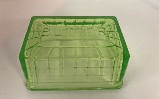 Vintage Green Depression Glass 1lb Butter Dish Lid/top Block Optic Hocking Glass