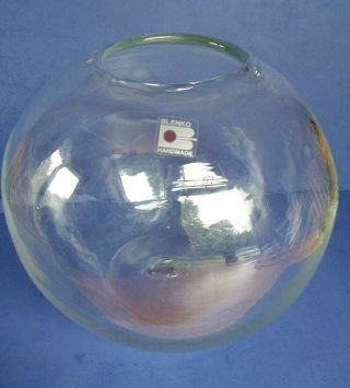 Blenko Clear Glass Large Ball Vase Fish Bowl - Don Shepherd / Mcm