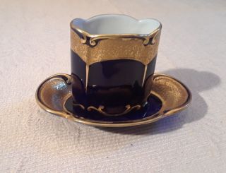 Jlmenau Graf Von Henneberg Porcelain Echt Kobalt Blue Gold Toothpick Holder
