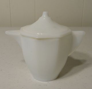 Vintage Akro Agate Octagonal Childrens Toy Dishes Large White Teapot & Cover