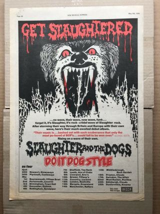 Slaughter And The Dogs Do It Dog Style Poster Sized Music Press Advert
