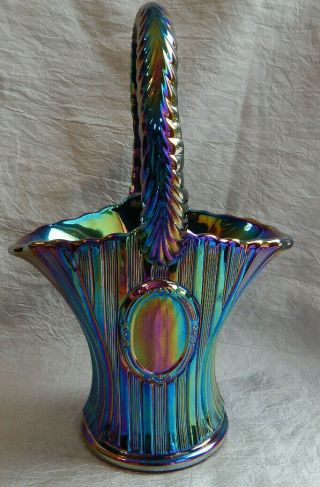 Vintage Westmoreland Glass Basket Black Amethyst Carnival Glass