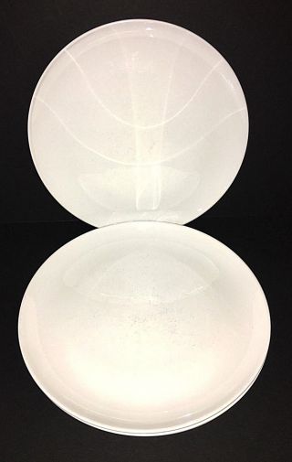 Set Of 4 Vintage Centura White By Corning Dinner Plates 10 "