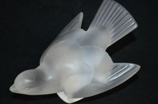 Lalique French Frosted Crystal Glass Sparrow Bird Figurine Signed 5 