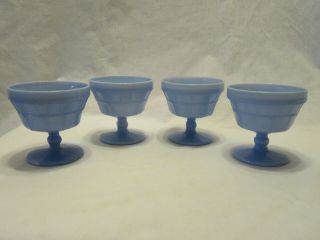 Jeannette Doric Blue Delphite Ice Cream Dishes - Set Of 4