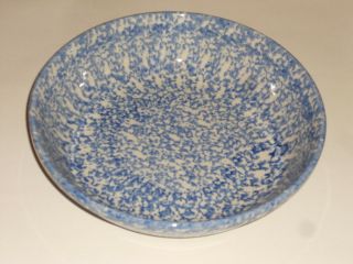 Henn Pottery Blue Spongeware Large Serving Bowl 11 1/4 " Round X 2 3/4 " Tall