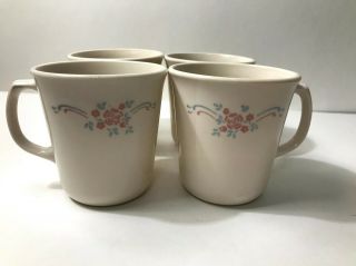 Vintage Set Of 4 Corning Corelle English Breakfast 10 Ounce Coffee Mugs/tea Cups