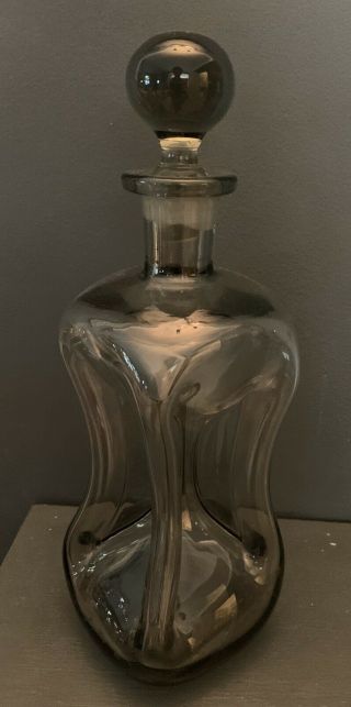 Vintage Holmgaard Swedish Smokey Glass Decanter C.  1960’s
