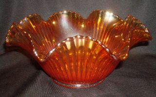 Vintage/antique Federal Marigold Carnival Glass 1906 Filed Rib 9” Bowl Dish