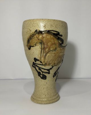 Rockhard Stoneware Co Paul Morris Pottery Salt Glaze Horse Pilsner Goblet