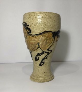 Rockhard Stoneware Co Paul Morris Pottery Salt Glaze Horse Pilsner Goblet 2
