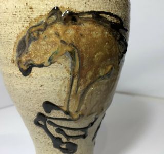 Rockhard Stoneware Co Paul Morris Pottery Salt Glaze Horse Pilsner Goblet 8