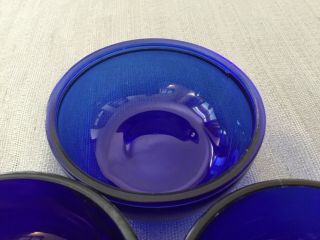 Cobalt Blue Glass Small Bowls Glass Liner Inserts 3 3/4” wide 2