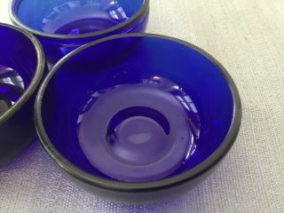 Cobalt Blue Glass Small Bowls Glass Liner Inserts 3 3/4” wide 3
