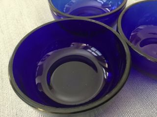 Cobalt Blue Glass Small Bowls Glass Liner Inserts 3 3/4” wide 4