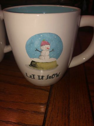 Rae Dunn Winter Christmas Let It Snow Globe Cup Mug 16oz Set Of 2 HTF 2019 3