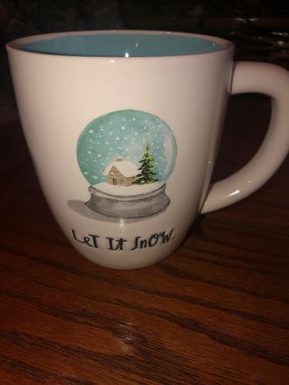 Rae Dunn Winter Christmas Let It Snow Globe Cup Mug 16oz Set Of 2 HTF 2019 4