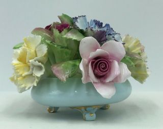Adderley Floral Bouquet - very detailed painted flowers in footed pot - 4 